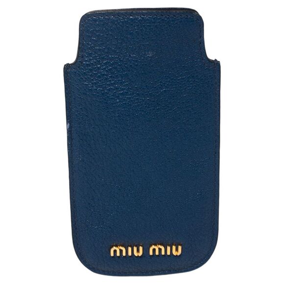 Miu Miu Blue Leather Phone Case - Picture 1 of 4